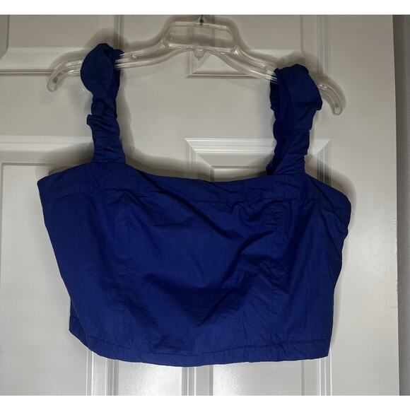 Free People Ashley Cropped Tank OB1716216 Mazarine Blue Motif Women's Xl - Picture 4 of 10